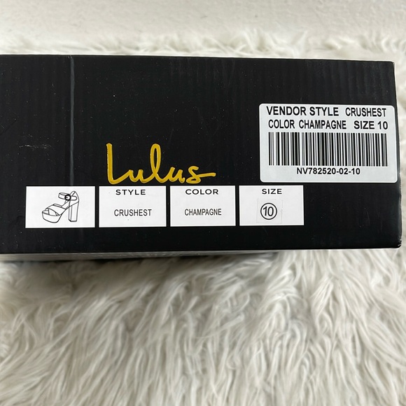 LULUS Crushest Champagne Velvet Rhinestone Ankle Strap Chunky Heels Size 10 NEW - Picture 15 of 16